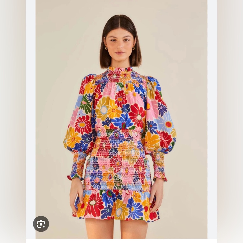 Farm rio Sunny Daisies sand mini dress